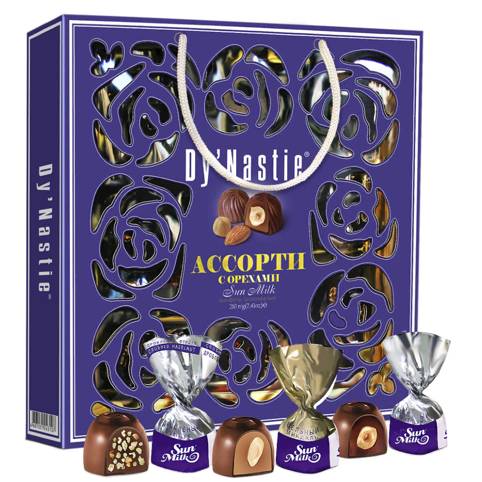  Династия Сумка Конфеты "Ассорти с орехами", 210г     в Чехове